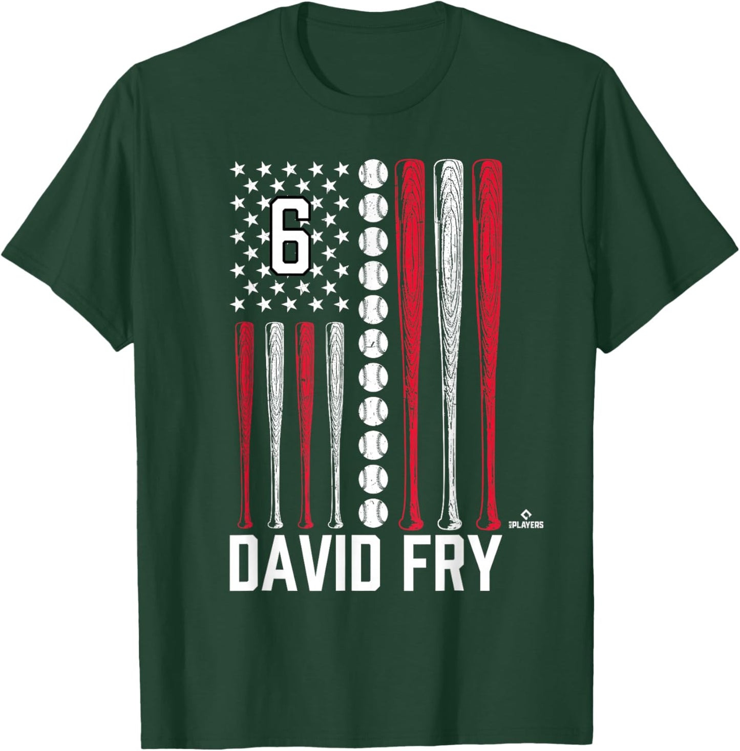 Baseball American Flag David Fry Cleveland Baseball MLBPA T-Shirt - T-Shirt | Forest