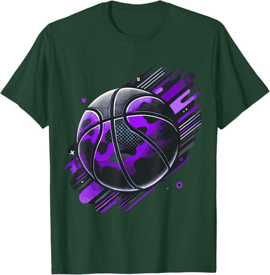 Magical and Funny Basketball Gifts Purple Camouflage T-Shirt - T-Shirt | Forest