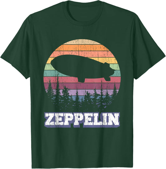Vintage Zeppelin Funny Sunset Airship Pilot Dirigible Lovers T-Shirt - T-Shirt | Forest