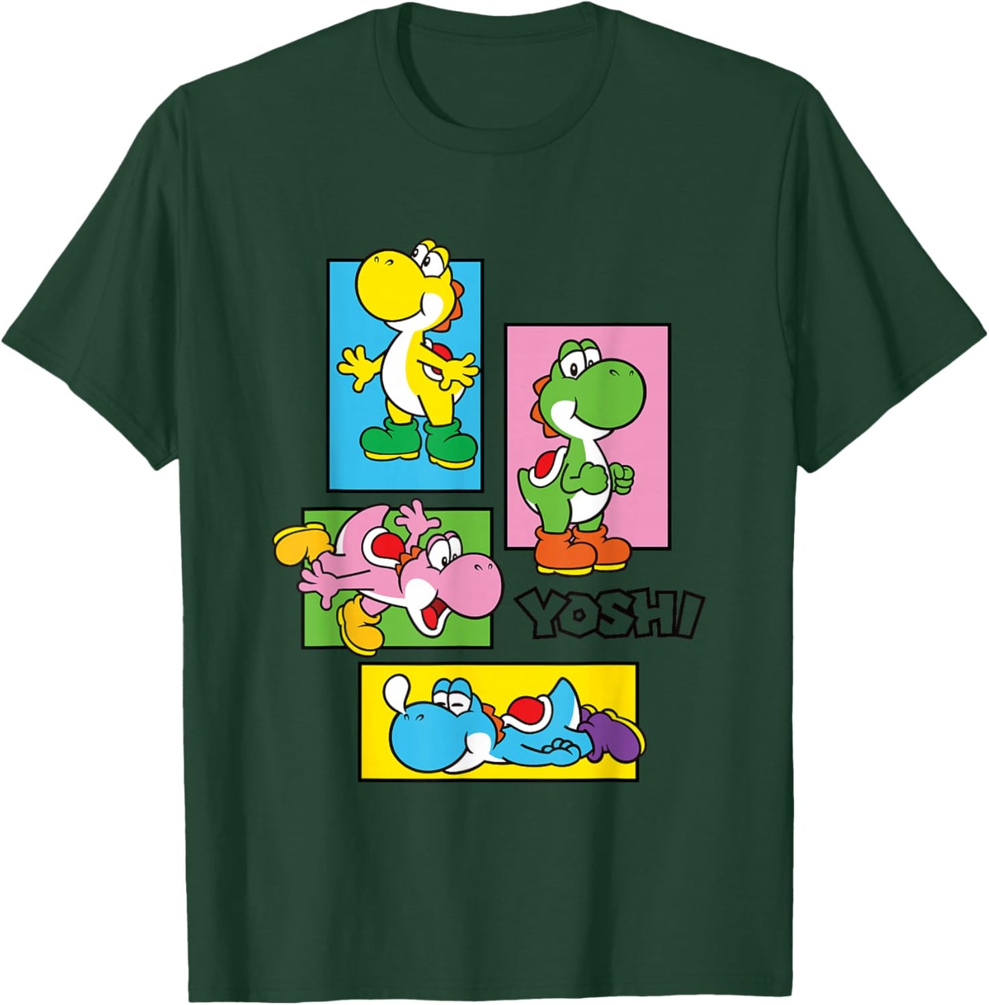 Super Mario Bros Yoshi Color Retro Expression Portraits T-Shirt - T-Shirt | Forest