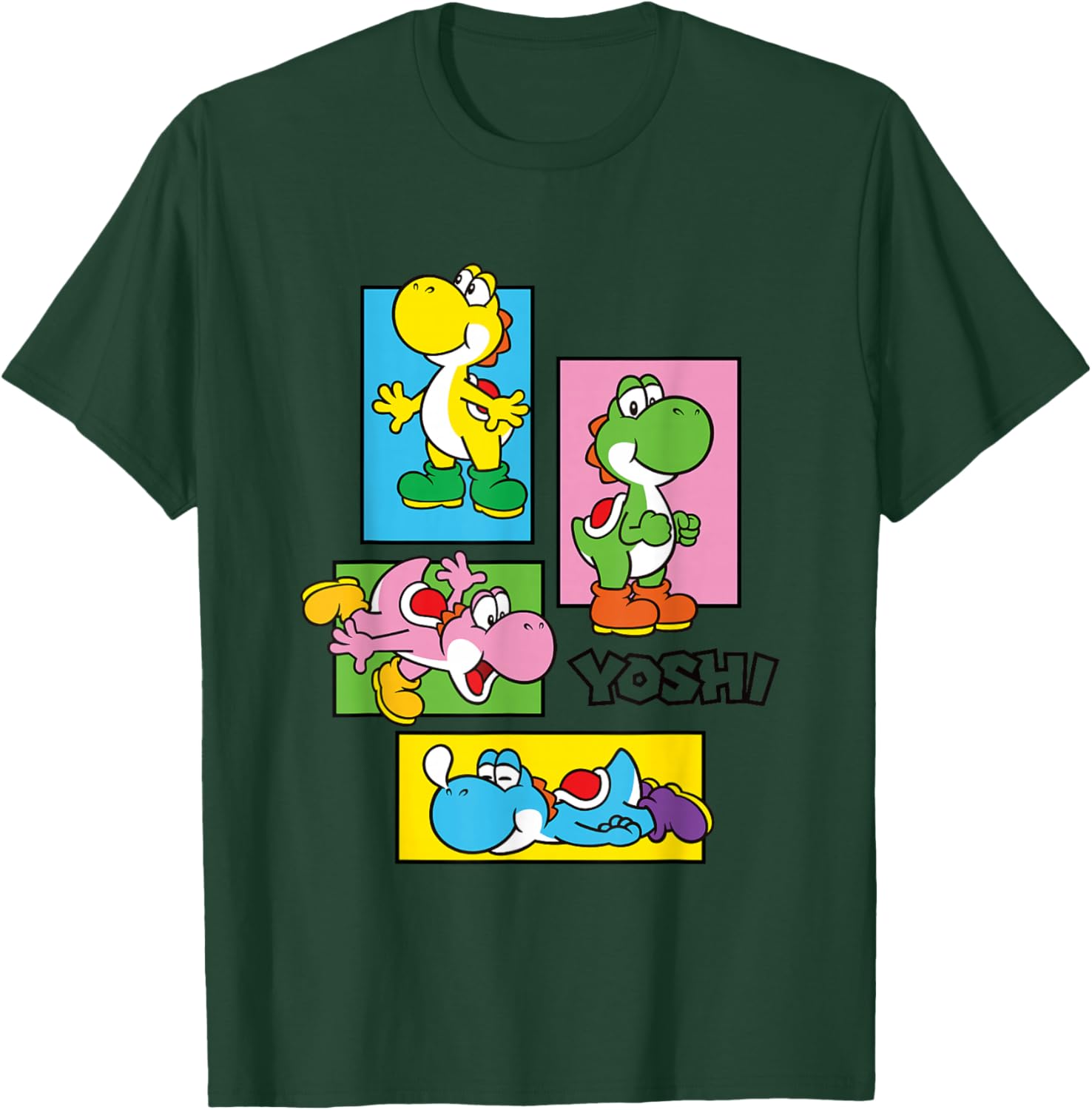 Super Mario Bros Yoshi Color Retro Expression Portraits T-Shirt - T-Shirt | Forest