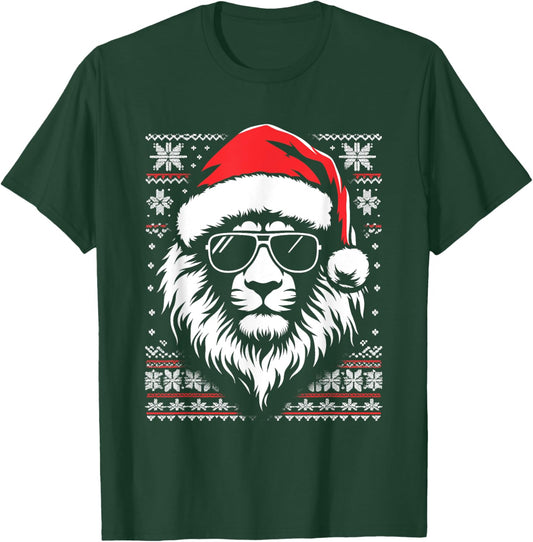 Lion King Santa Hat - Vintage Lion Xmas Ugly Christmas T-Shirt - T-Shirt | Forest