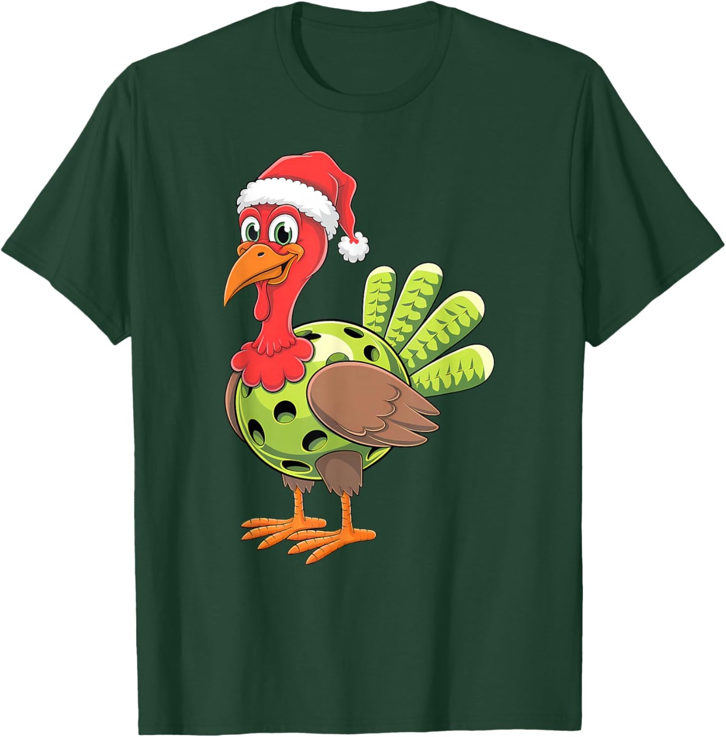 Thanksgiving Turkey Playing Pickleball Pickle ball Lover fun T-Shirt - T-Shirt | Forest