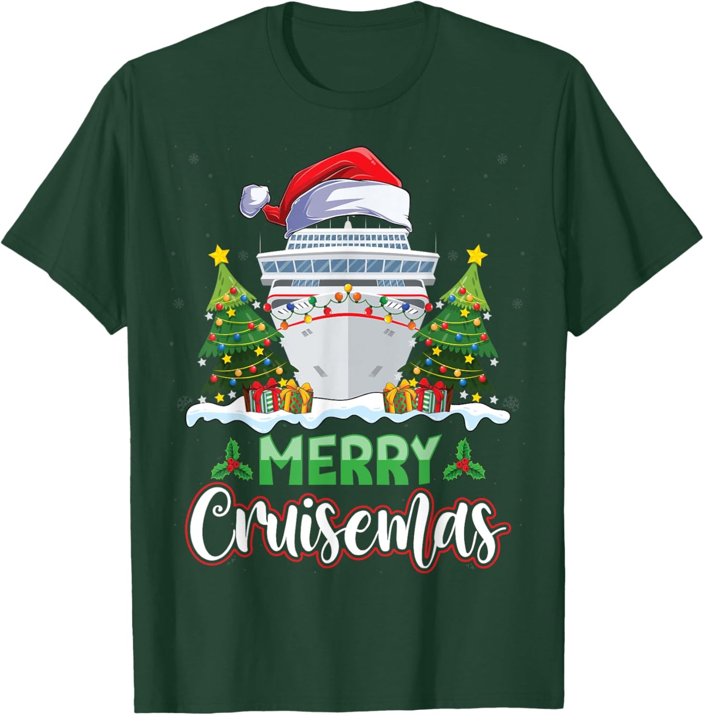 Merry Cruisemas Funny Vacation Cruise Ship Christmas Holiday T-Shirt - T-Shirt | Forest