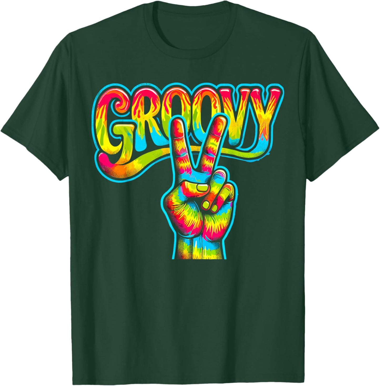 Hippie Tie Dye Peace Sign Love Groovy T-Shirt - T-Shirt | Forest