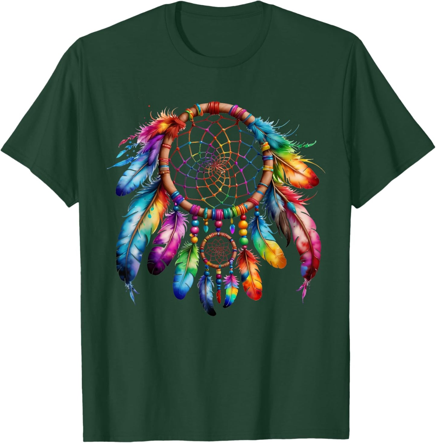 Native American Heritage Month Feather Dreamcatcher T-Shirt - T-Shirt | Forest