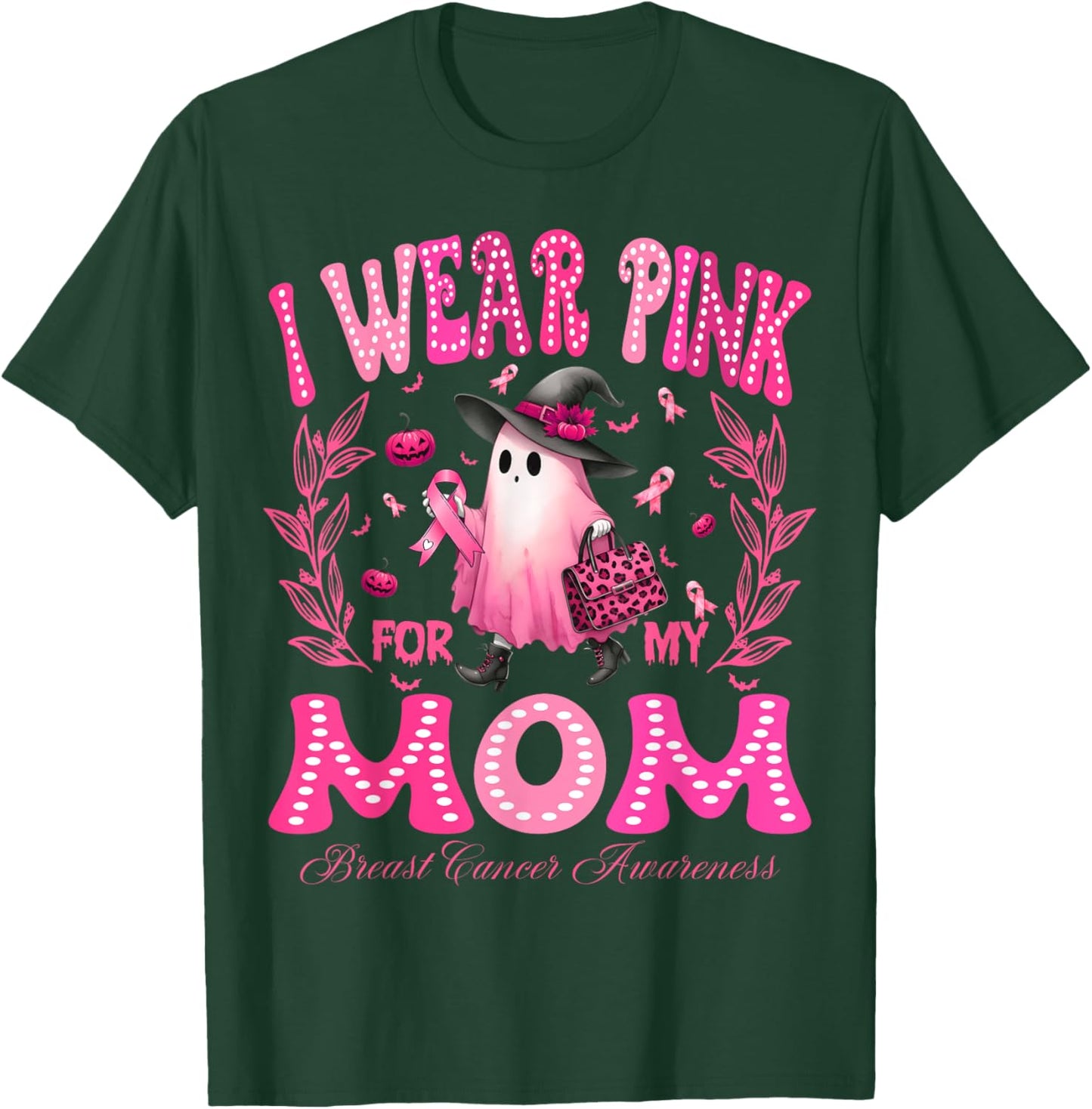 I Wear Pink For My Mom Breast Cancer Boo Halloween T-Shirt - T-Shirt | Forest