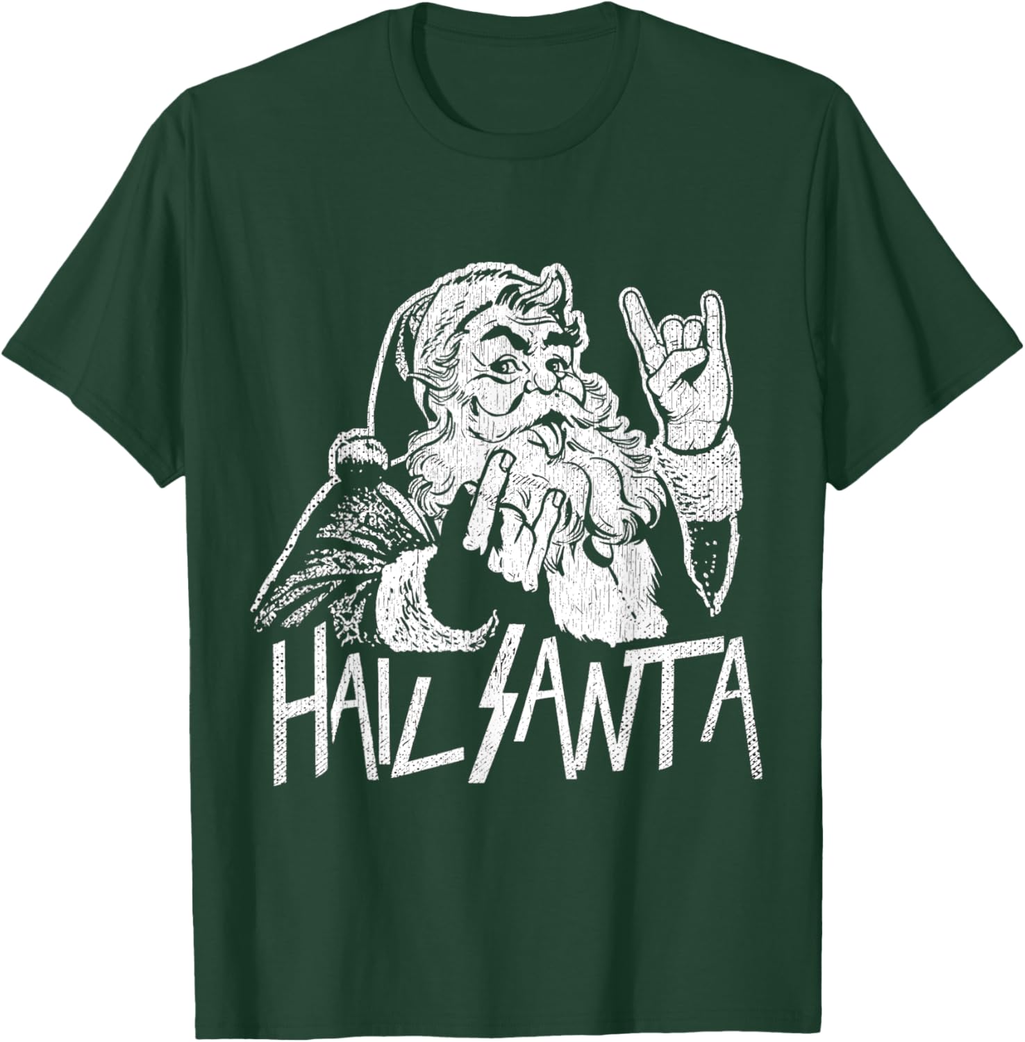 Hail Santa Heavy Metal Goth Sarcastic Rock Band Christmas T-Shirt - T-Shirt | Forest
