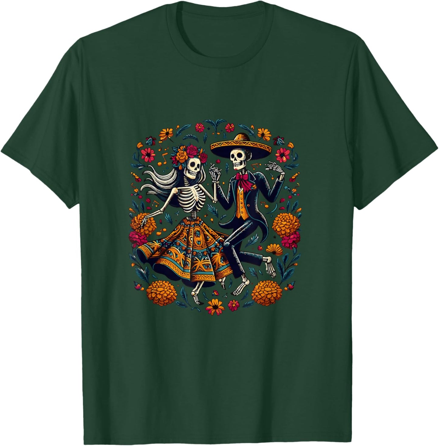 Dia De Los Muertos Skeletons Dancing Mexican Day Of The Dead T-Shirt - T-Shirt | Forest