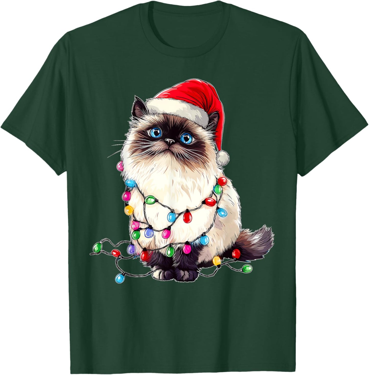 Himalayan Cat Christmas Hat Xmas T-Shirt - T-Shirt | Forest