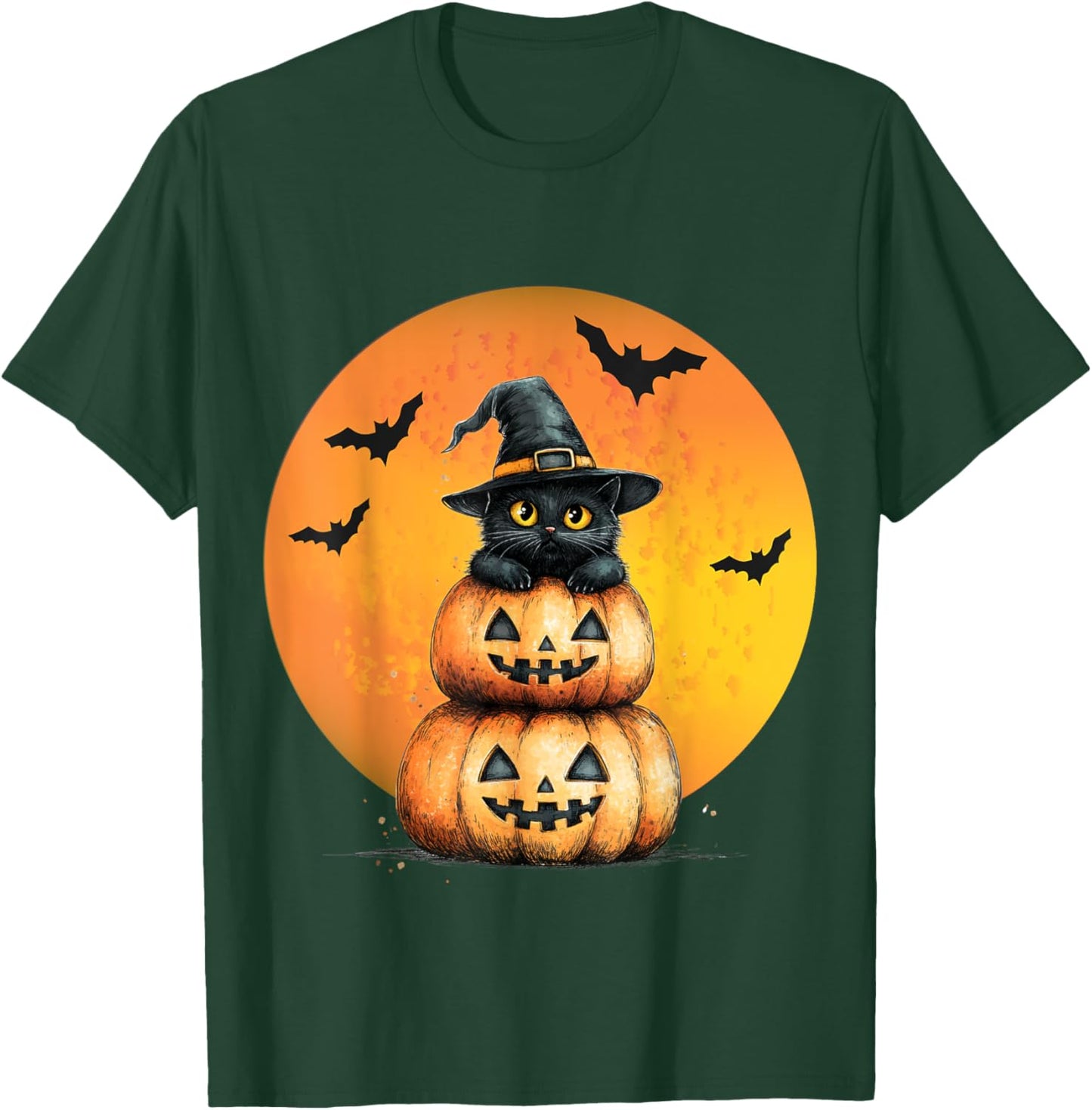 Halloween Cat Black Cat Halloween Scary Cat Angry Cat Funny T-Shirt - T-Shirt | Forest