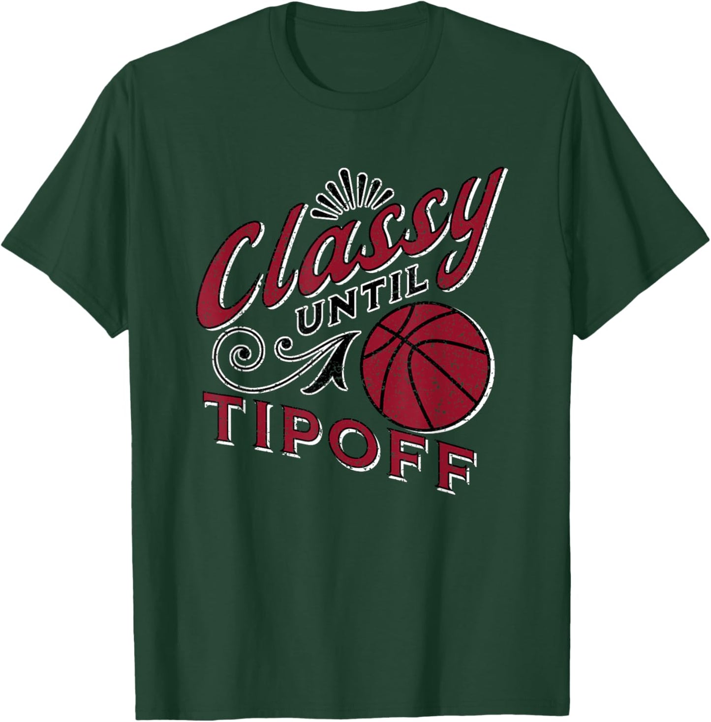 Classy Women Basketball Maroon Gift Basketball Mom Text T-Shirt - T-Shirt | Forest