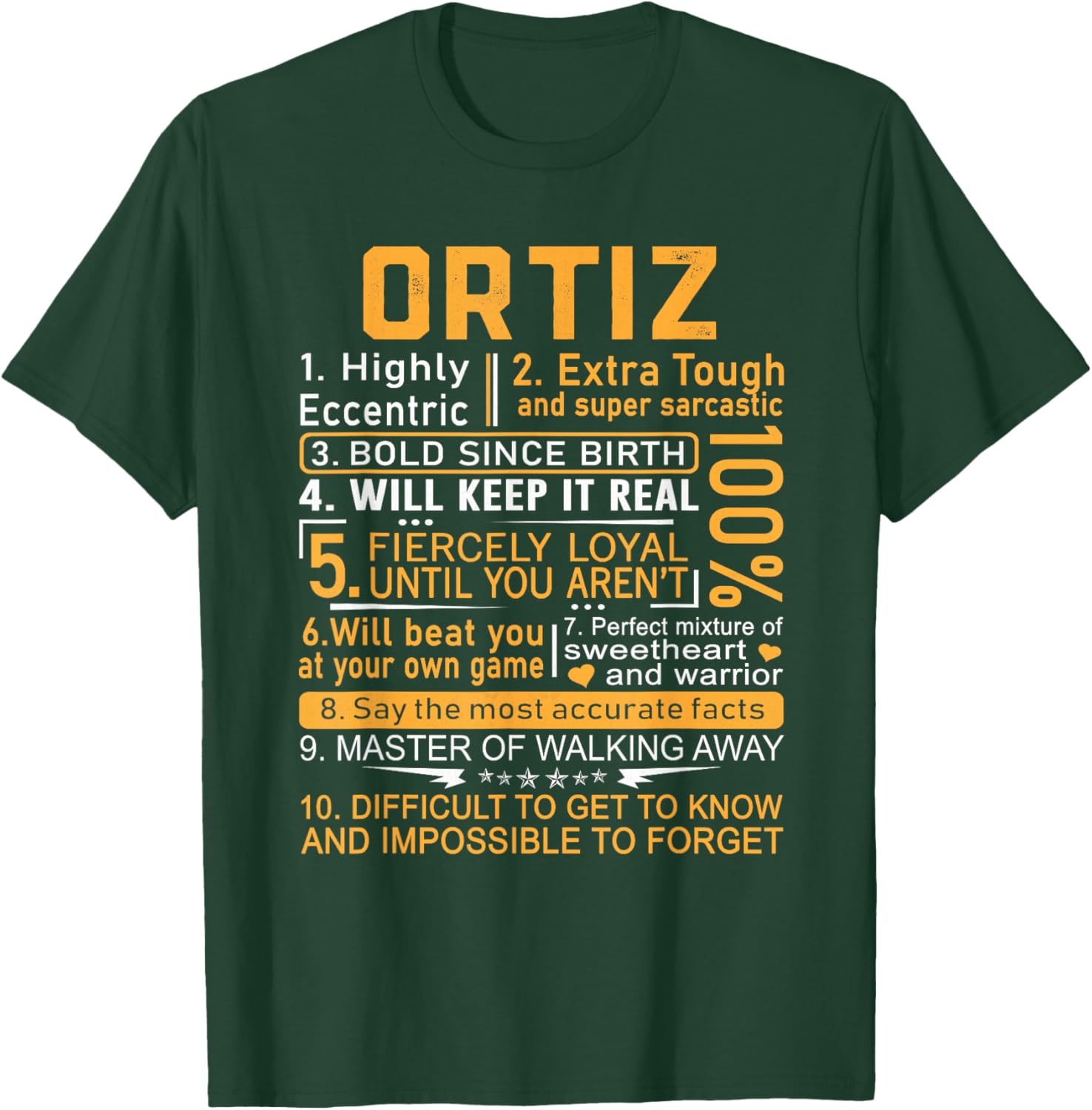 Ortiz Name Shirt Personalized Ortiz Last Name T-Shirt - T-Shirt | Forest