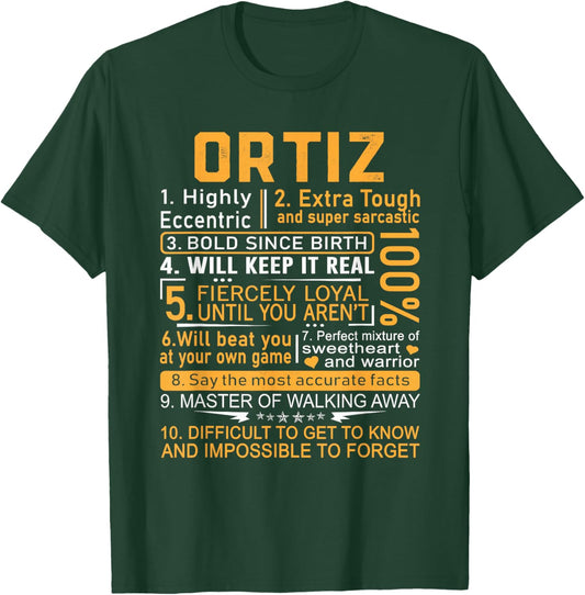 Ortiz Name Shirt Personalized Ortiz Last Name T-Shirt - T-Shirt | Forest