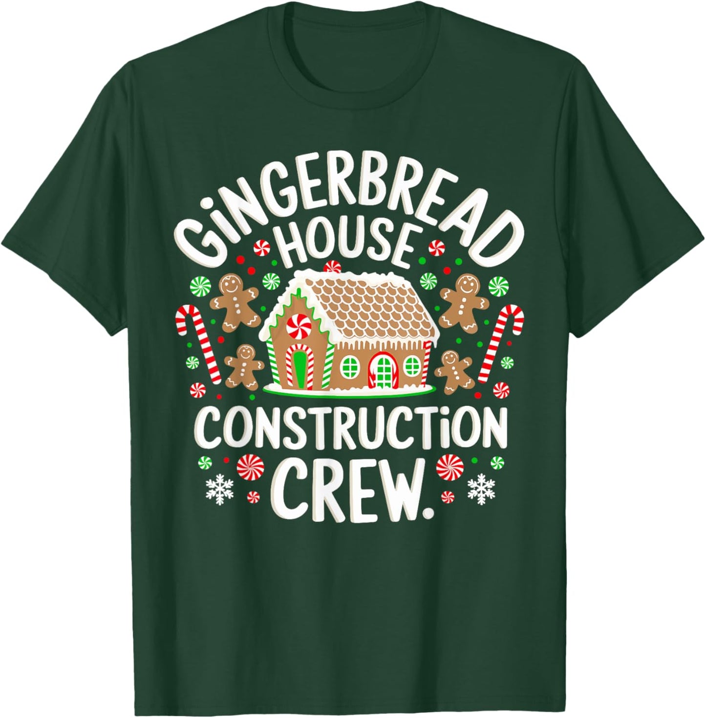 Baking Xmas Gingerbread House Construction Crew Decorating T-Shirt - T-Shirt | Forest
