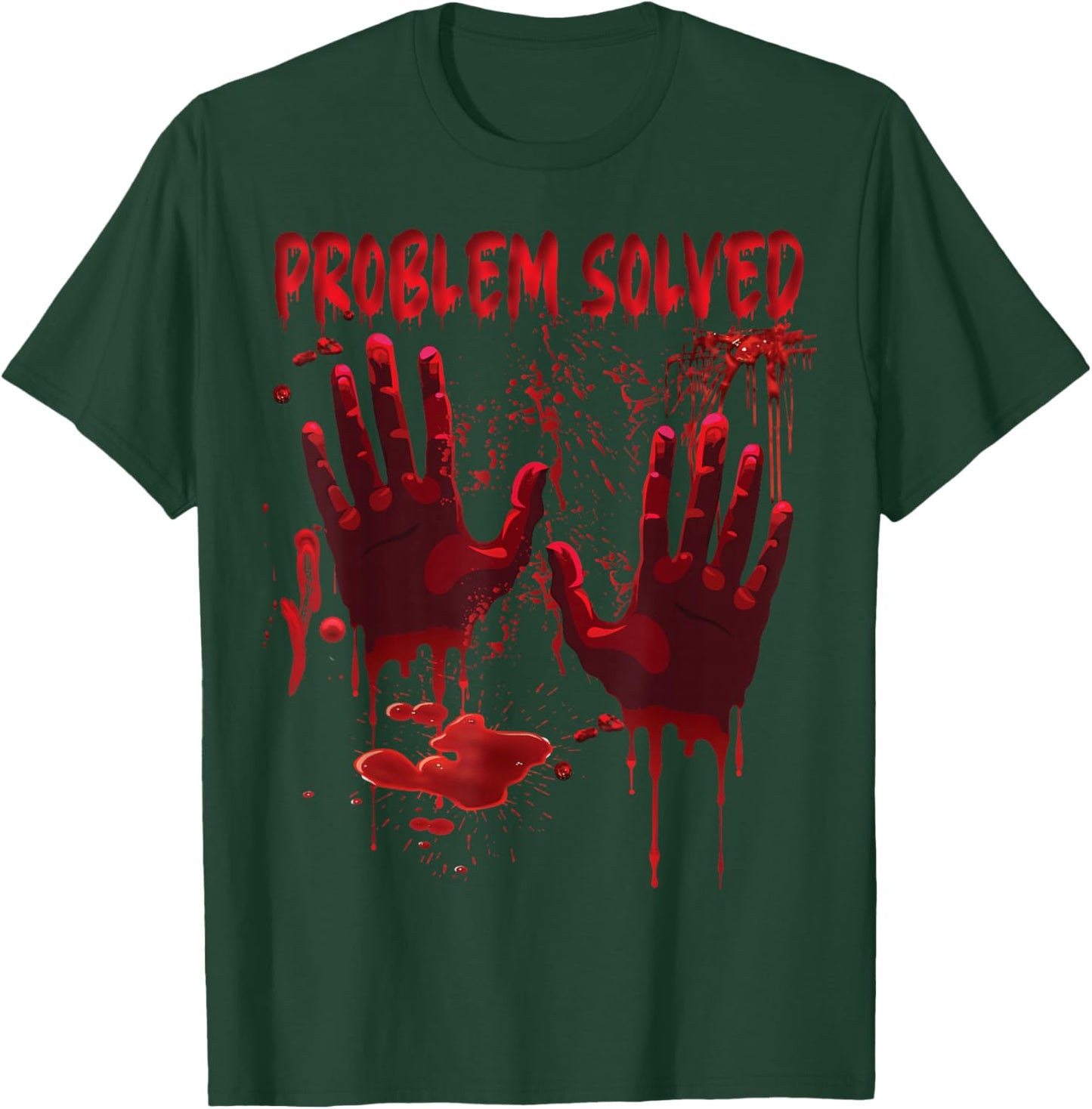 Bloody Hands Costume Men Problem Solved Blood Splatter T-Shirt - T-Shirt | Forest