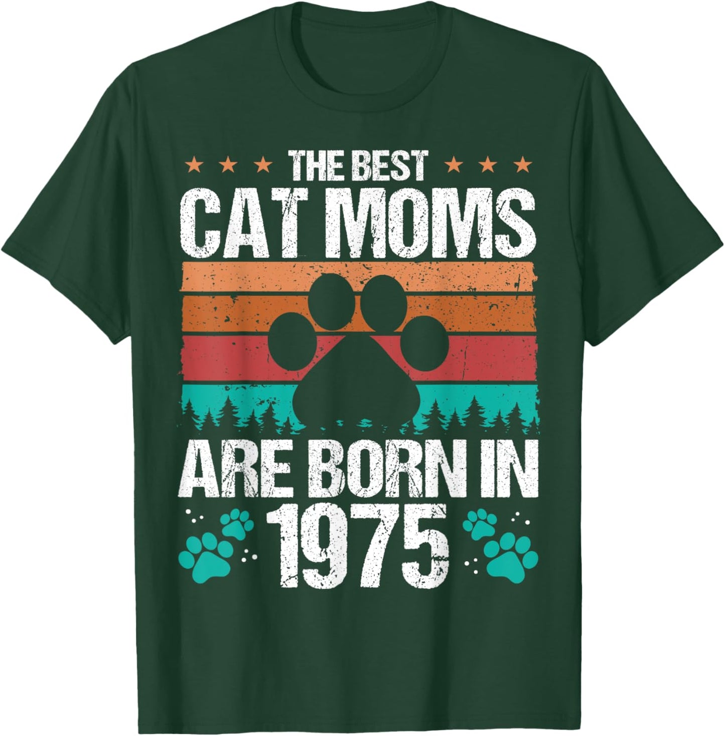 1975 Birthday Cat Mother Vintage Cat Mom Born in 1975 Women Kids T-Shirt - T-Shirt | Forest