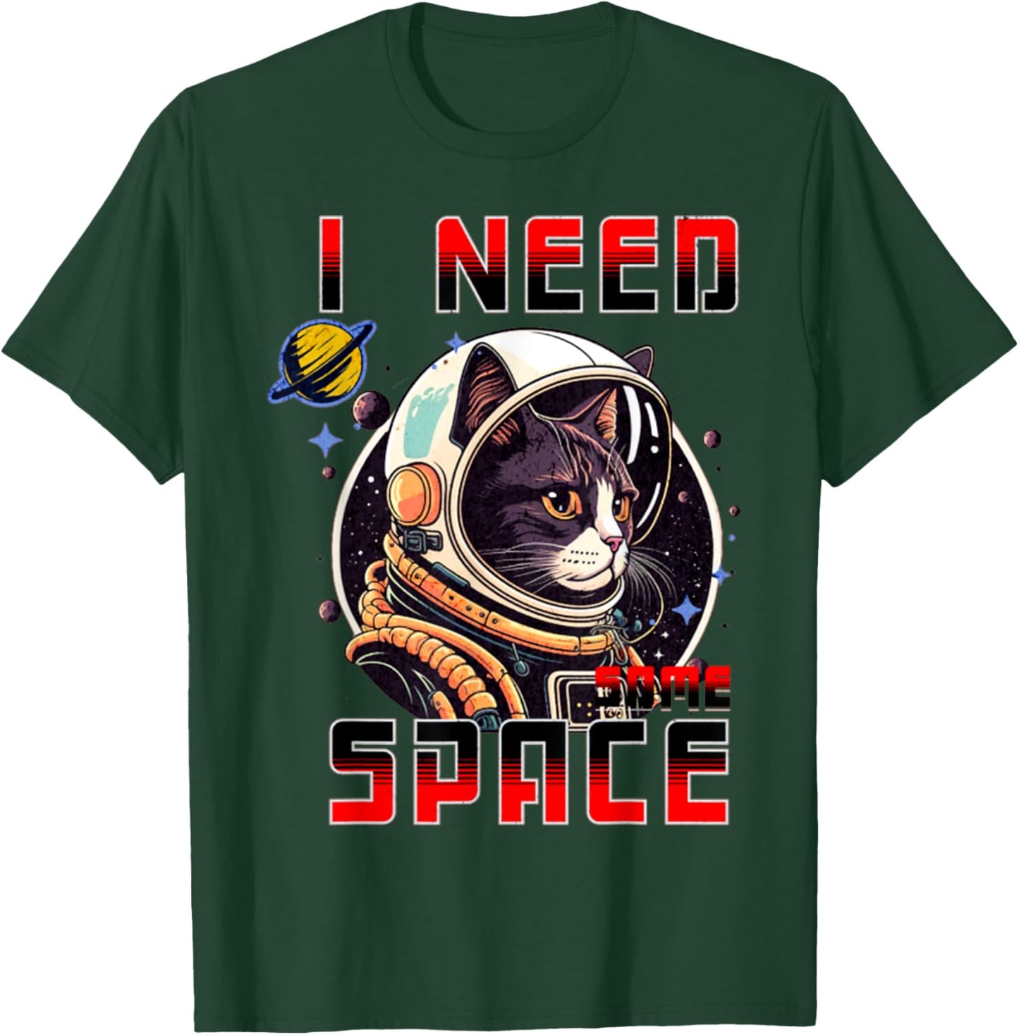 Vintage I Need Space Retro Cat Astronaut Space Gifts T-Shirt - T-Shirt | Forest
