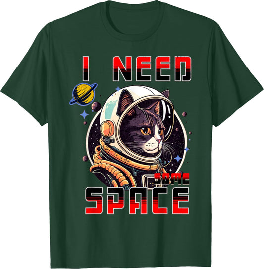 Vintage I Need Space Retro Cat Astronaut Space Gifts T-Shirt - T-Shirt | Forest