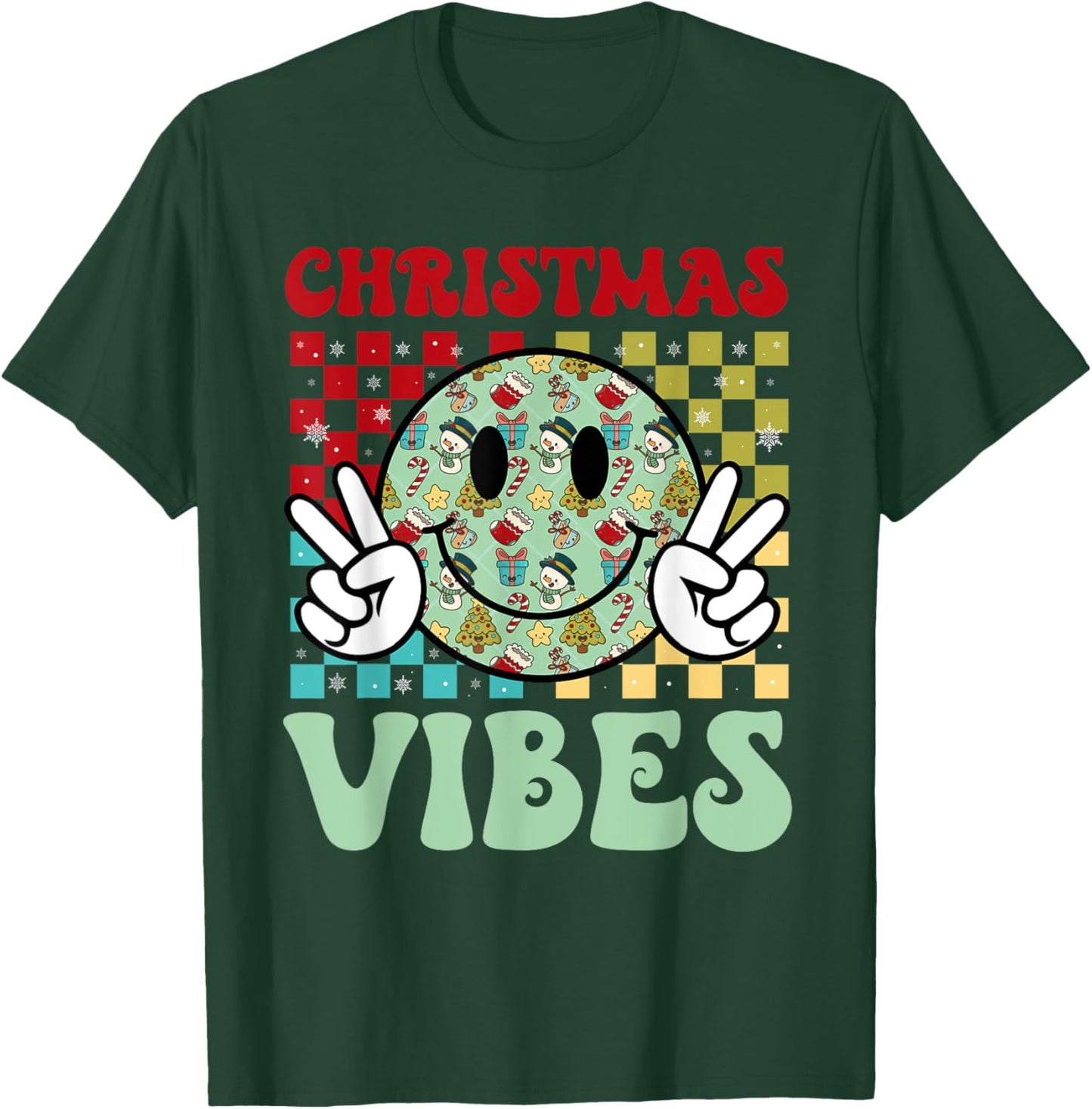 Groovy Christmas Vibes Santa Claus Xmas Kids Girls T-Shirt - T-Shirt | Forest
