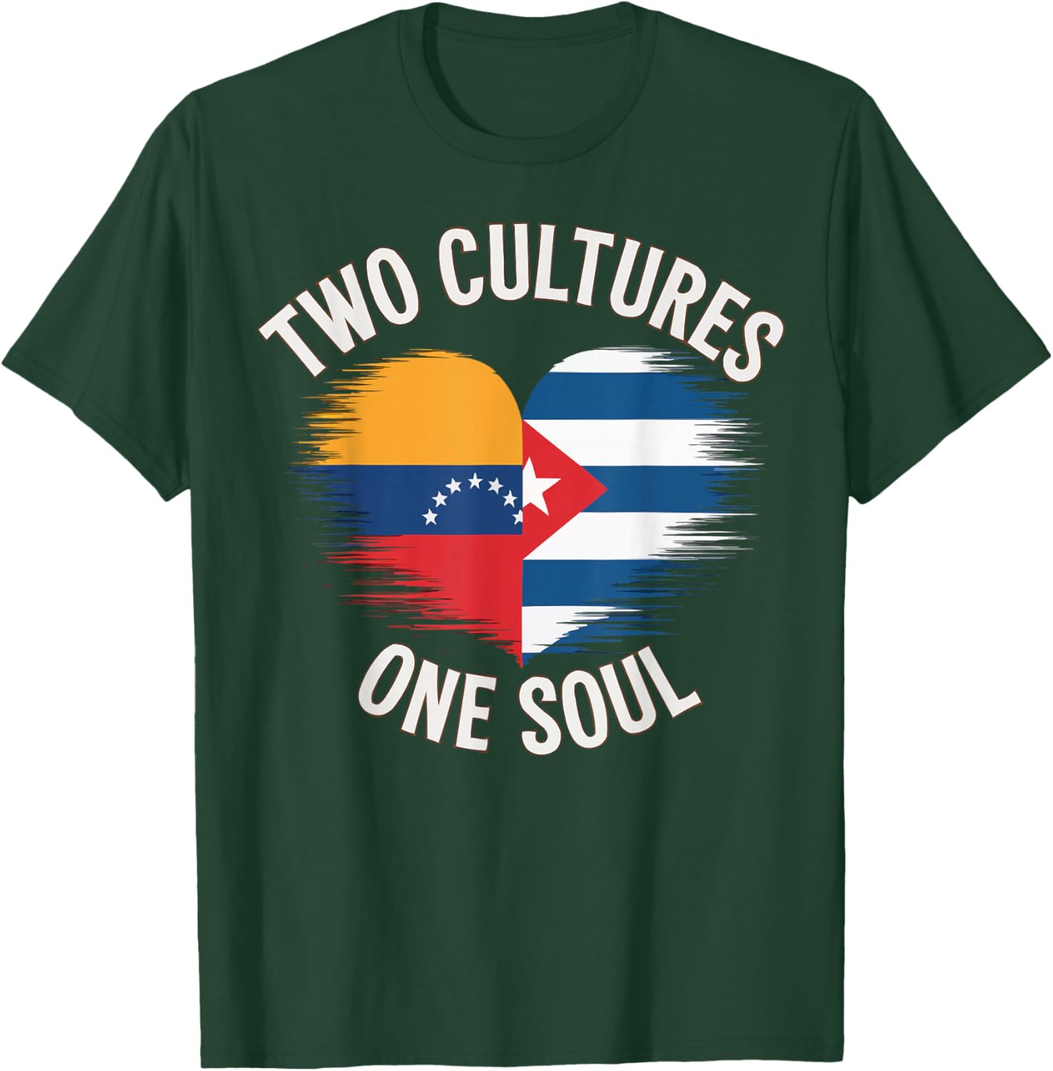 Half Venezuelan Half Cuban Cuba Flag Country Venezuela T-Shirt - T-Shirt | Forest