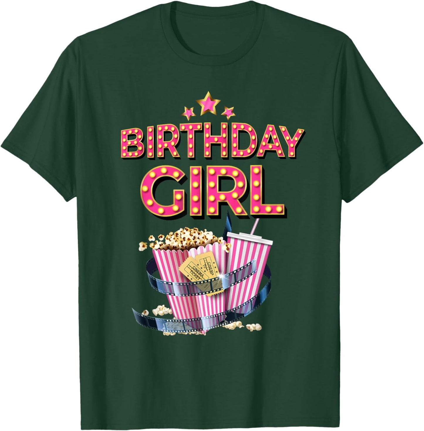 Birthday Girl Crew Movie Night Theme Matching Party T-Shirt - T-Shirt | Forest