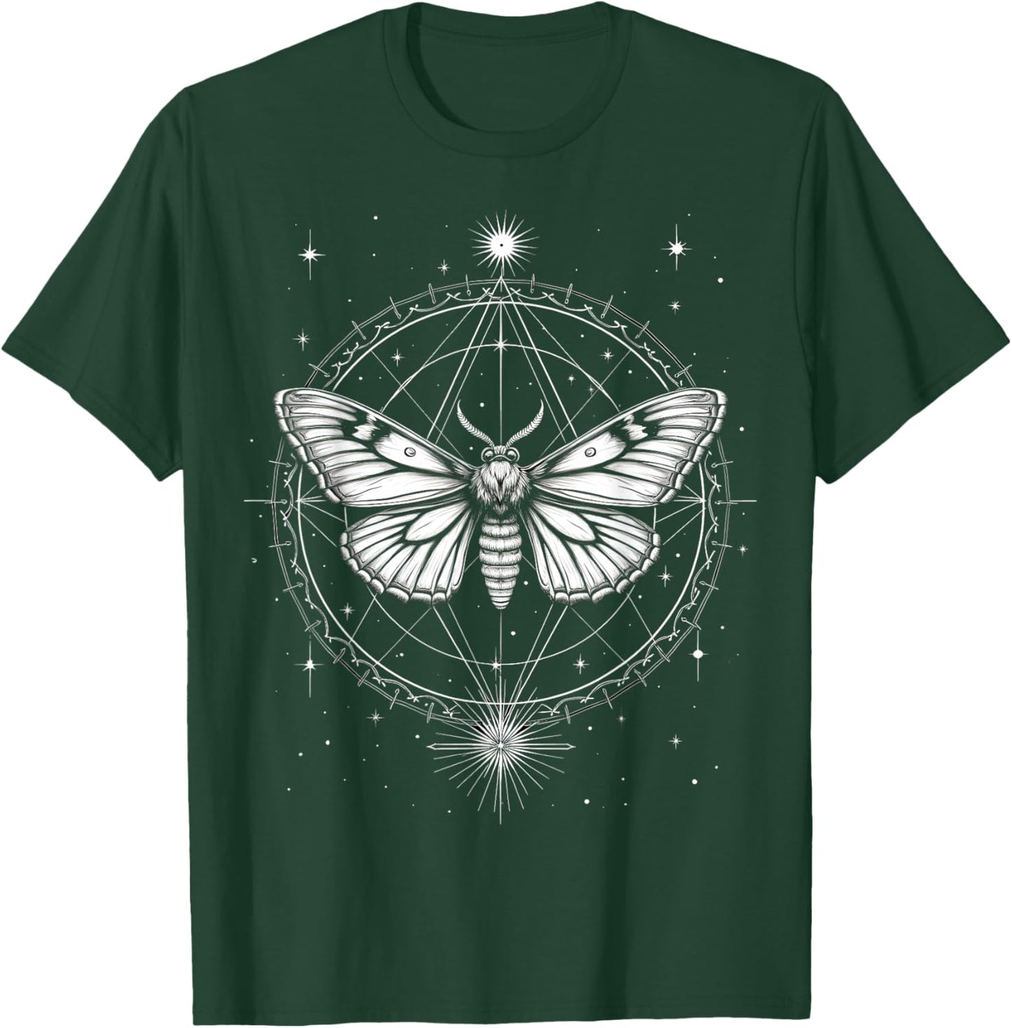 Mystical Moth Stars Celestial T-Shirt - T-Shirt | Forest