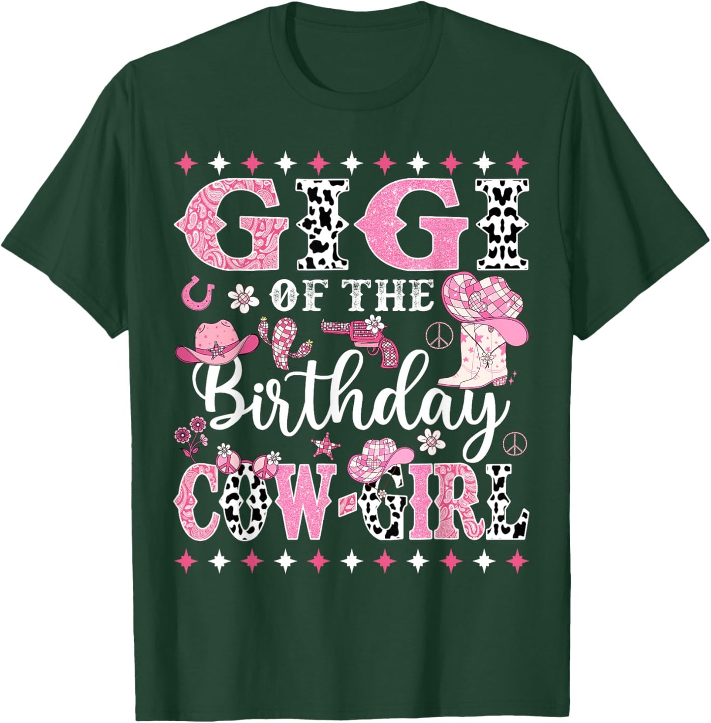 Cowgirl Birthday Matching Family Gigi Of The Birthday CowGirl Rodeo -Kids, -Adults Black Small Short Sleeve T-Shirt - T-Shirt | Forest