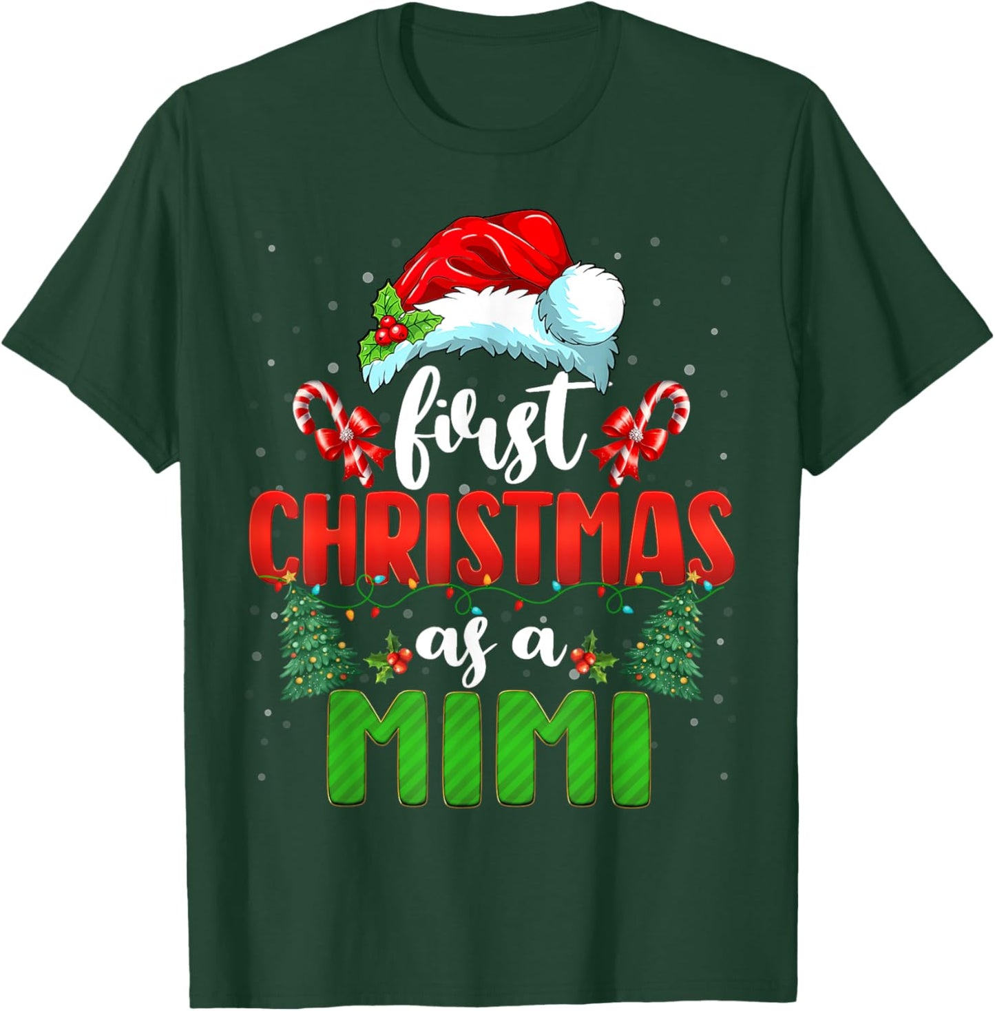 Announcement First Christmas As A Mimi New Mimi Family Xmas T-Shirt - T-Shirt | Forest