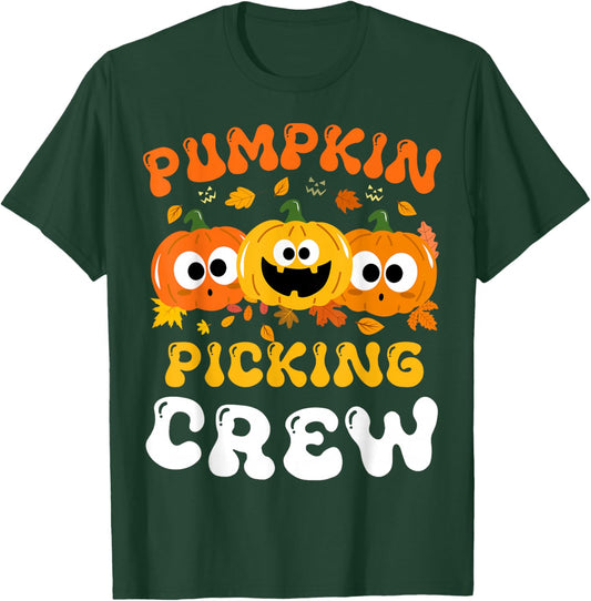 Pumpkin Picking Crew 2025 Funny Cousin Crew Halloween Famer T-Shirt - T-Shirt | Forest