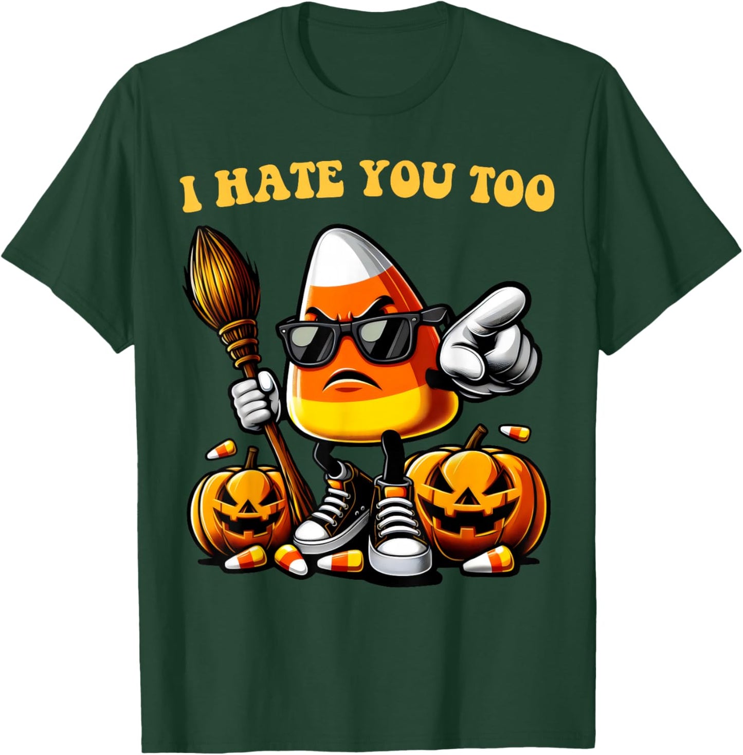 Groovy Team Candy Corn I Hate You Too Funny Halloween Sweets T-Shirt - T-Shirt | Forest