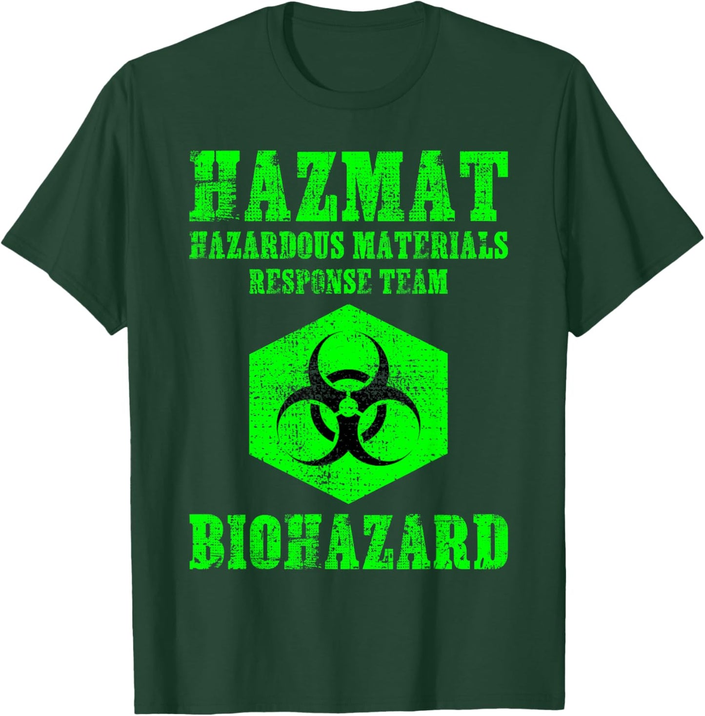 Hazardous Material Hazmat Response Team Grunge Biohazard T-Shirt - T-Shirt | Forest
