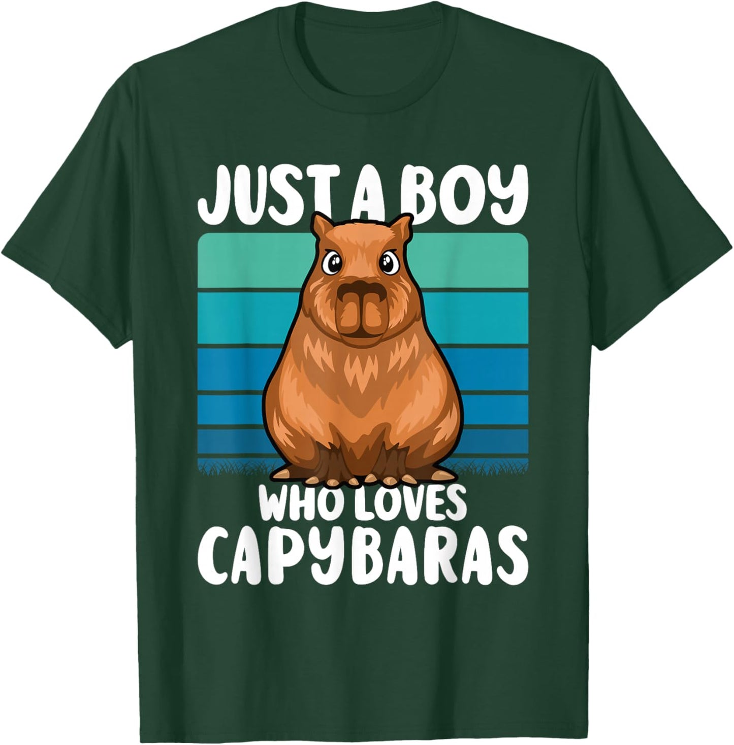 Just A Boy Who Loves Capybaras Funny Capybara Boys Kids T-Shirt - T-Shirt | Forest