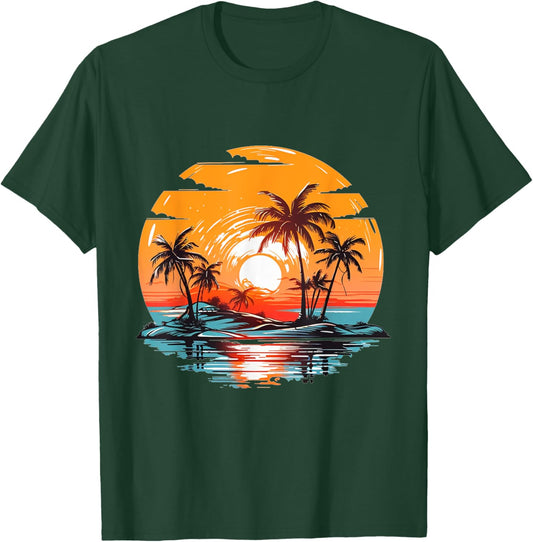 Vinyl Record Sunset Retro Vintage Vinyl Record Turntable T-Shirt - T-Shirt | Forest