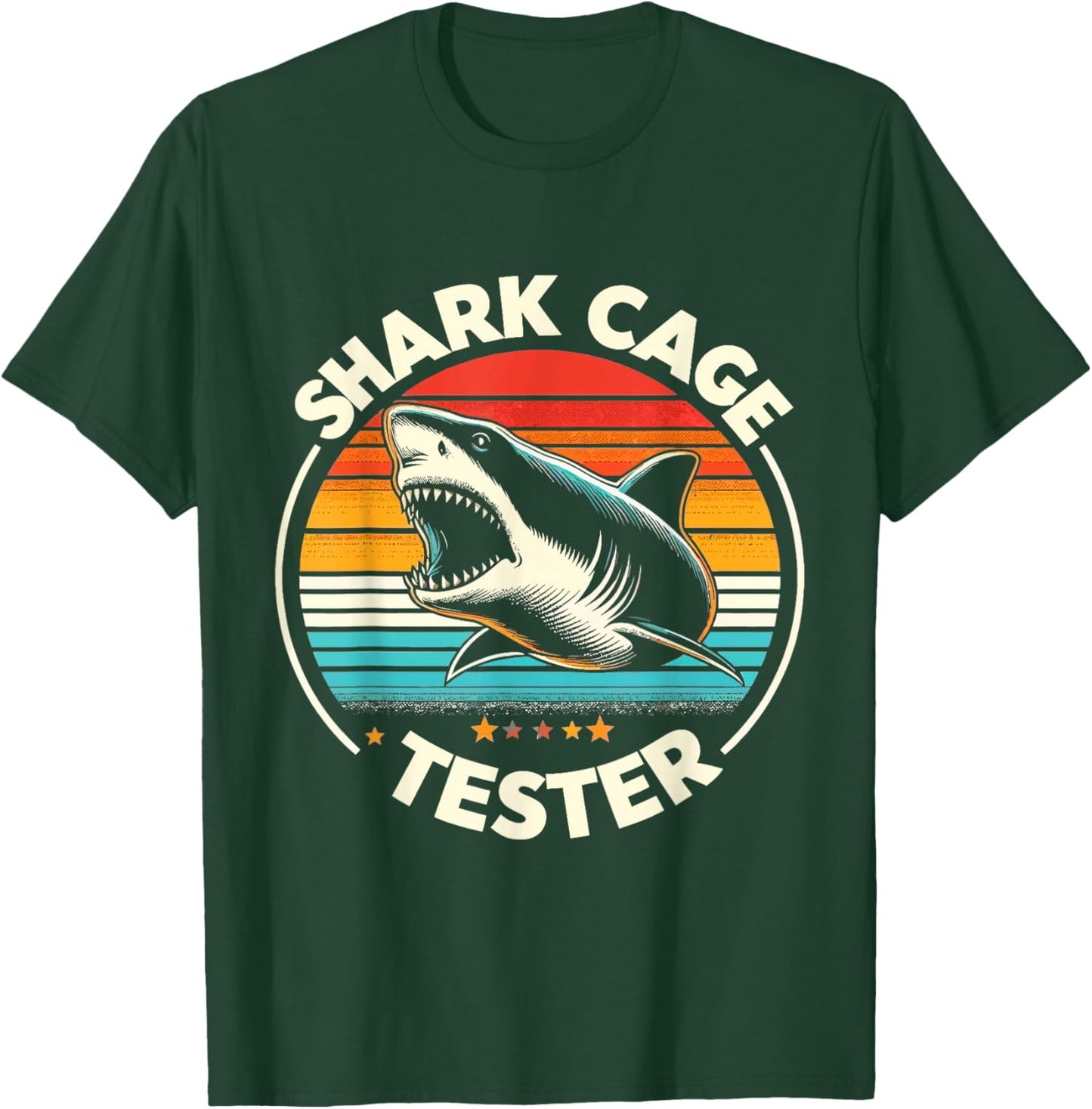 Retro Shark Cage Tester Recovery Funny Leg Arm Amputee T-Shirt - T-Shirt | Forest