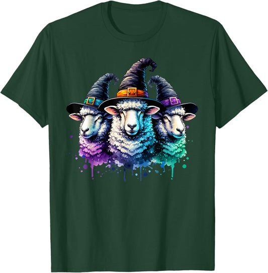 Funny Sheep Witch Halloween Costume Spooky Season Men Women T-Shirt - T-Shirt | Forest