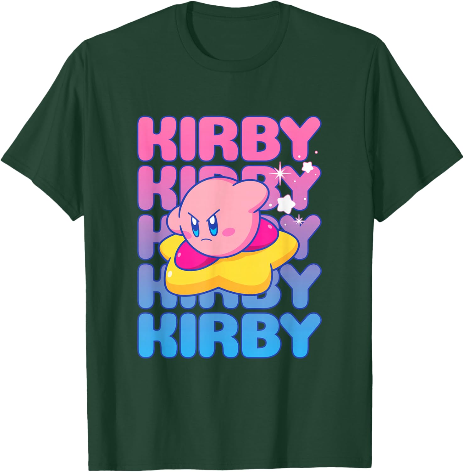 Kirby Nintendo Big Bubble Text Stack T-Shirt - T-Shirt | Forest