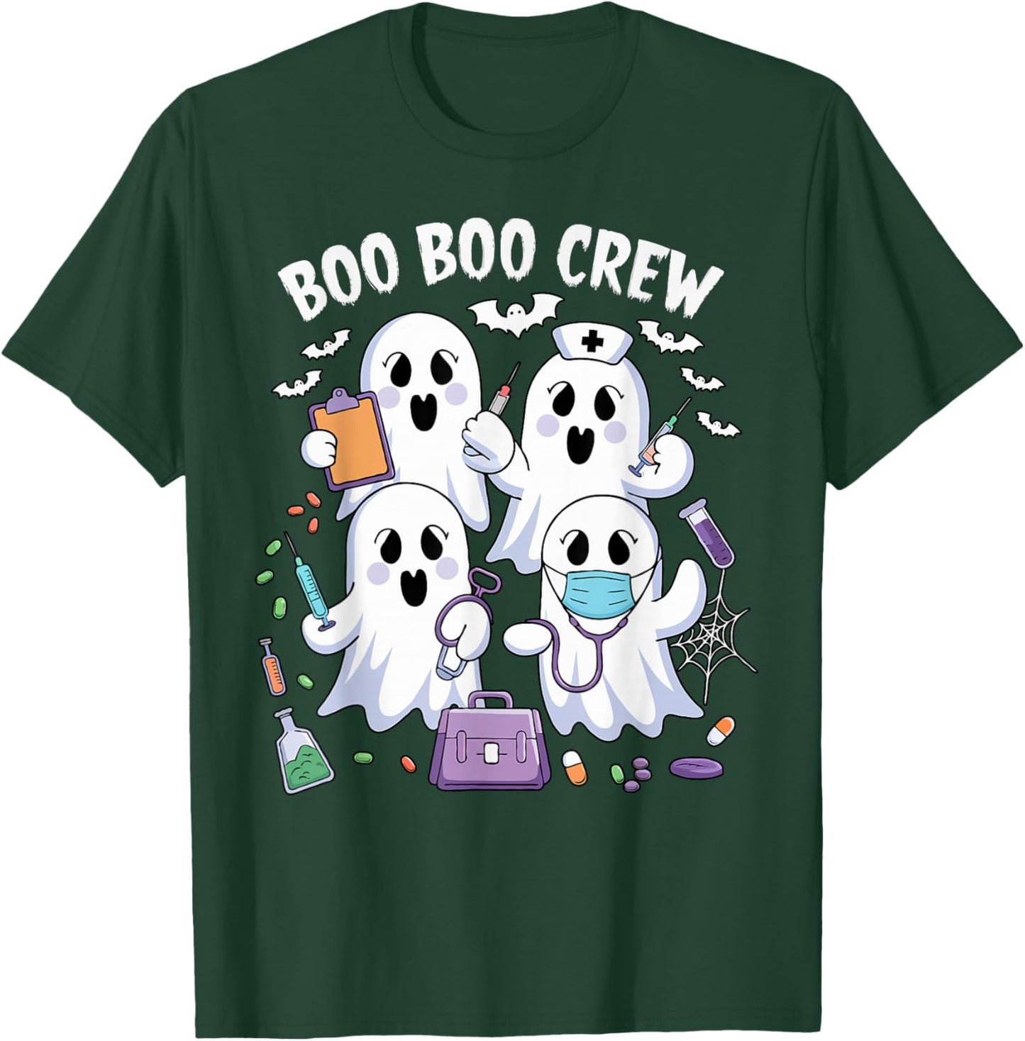 Boo boo Crew Nurse Halloween Funny Ghost Nurse Women T-Shirt - T-Shirt | Forest