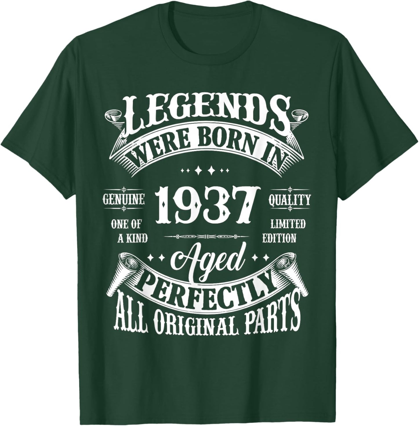 Vintage Legend Born In 1937 88th Birthday 88 Years Old T-Shirt - T-Shirt | Forest