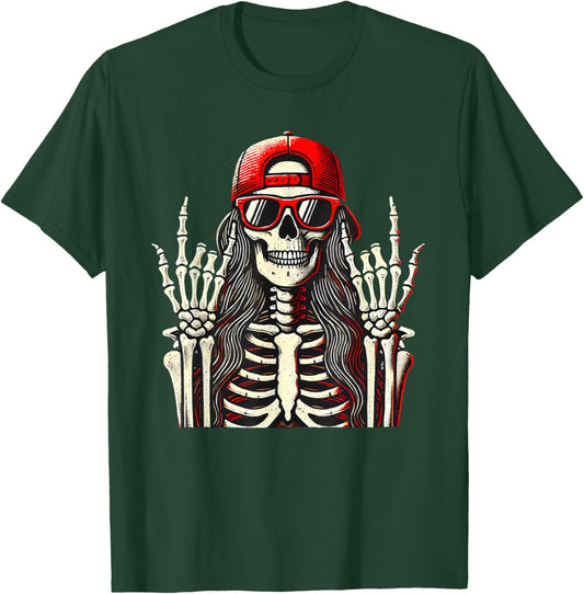 Rock'n Roll Girl, Skeleton Rocker Cool Punk Rock, Rock Music T-Shirt - T-Shirt | Forest
