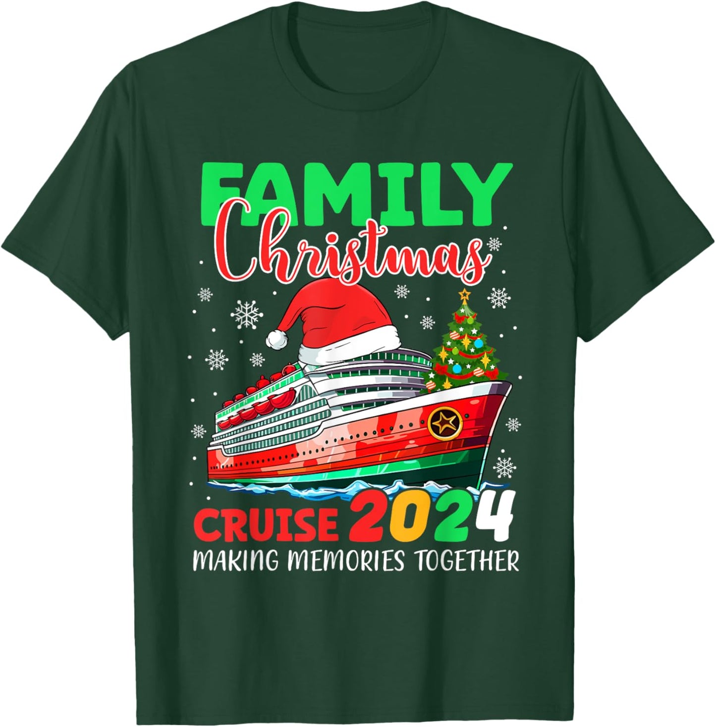 Family Christmas Cruise 2024 Squad Crew Xmas Cruising Lover T-Shirt - T-Shirt | Forest