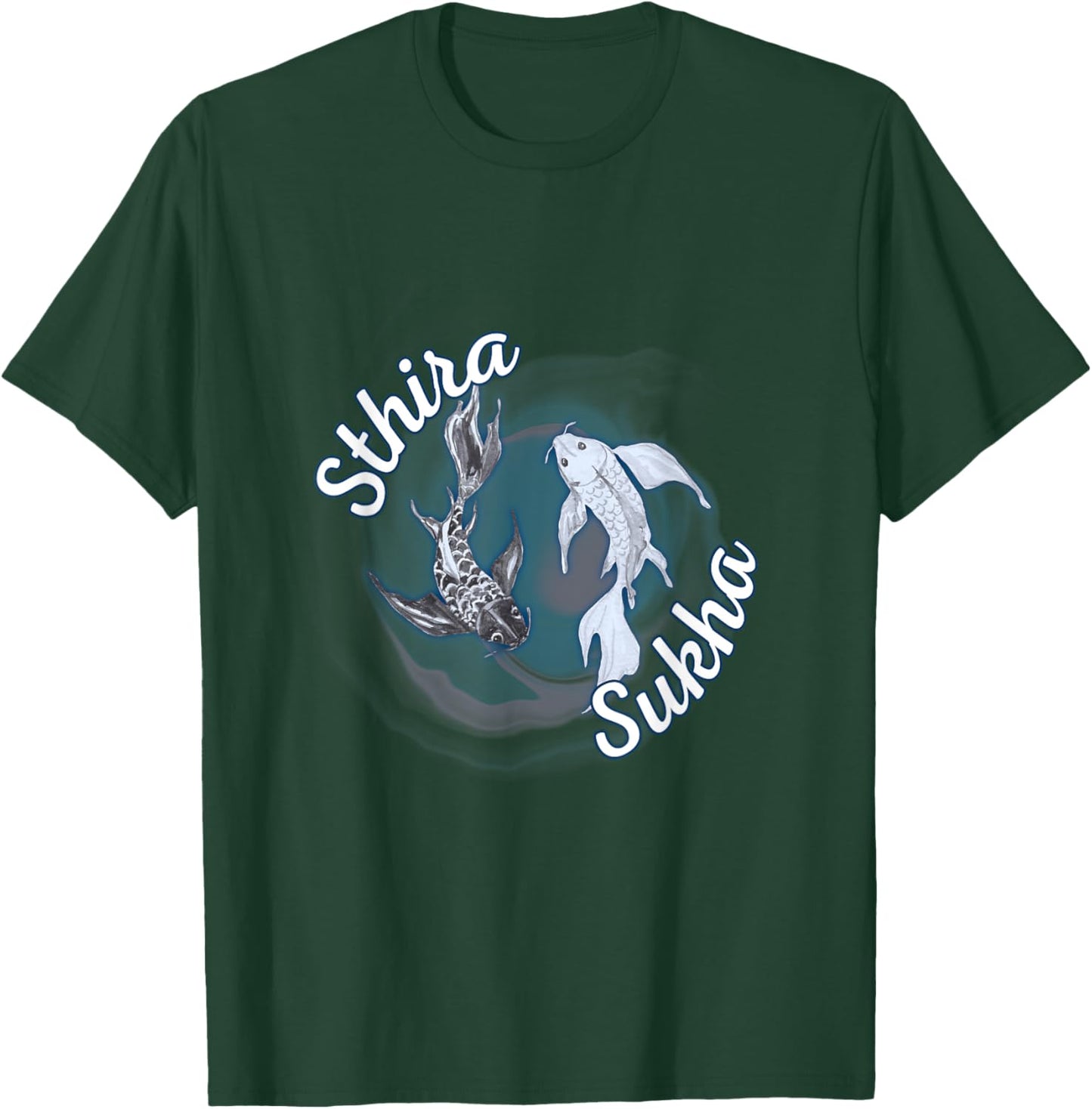Sthira And Sukha Yoga Asana Steadiness Ease Yin Yang T-Shirt - T-Shirt | Forest