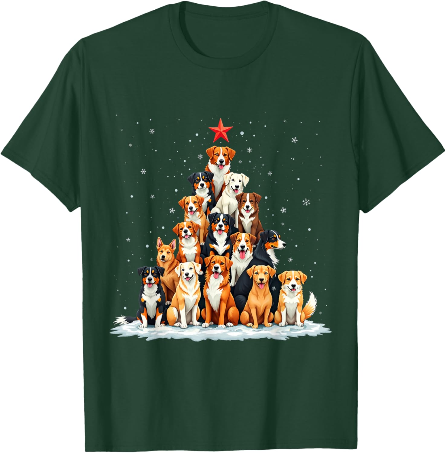 Dog Christmas Tree Dog Xmas Tree Women Men Boys Girls Kids T-Shirt - T-Shirt | Forest
