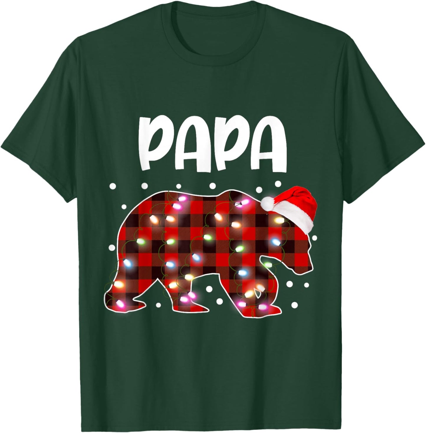 Papa Bear Red& Black Plaid Flannel Christmas Family Pajamas T-Shirt - T-Shirt | Forest