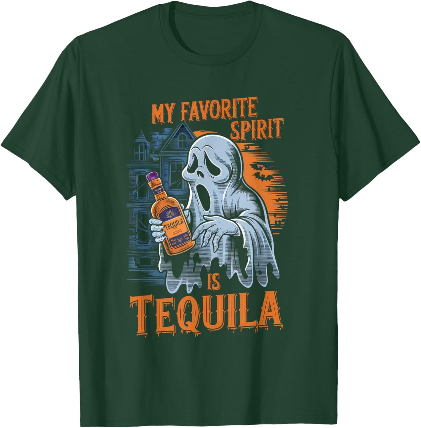 My Favorite Spirit Is Tequila Ghost Halloween Tequila T-Shirt - T-Shirt | Forest