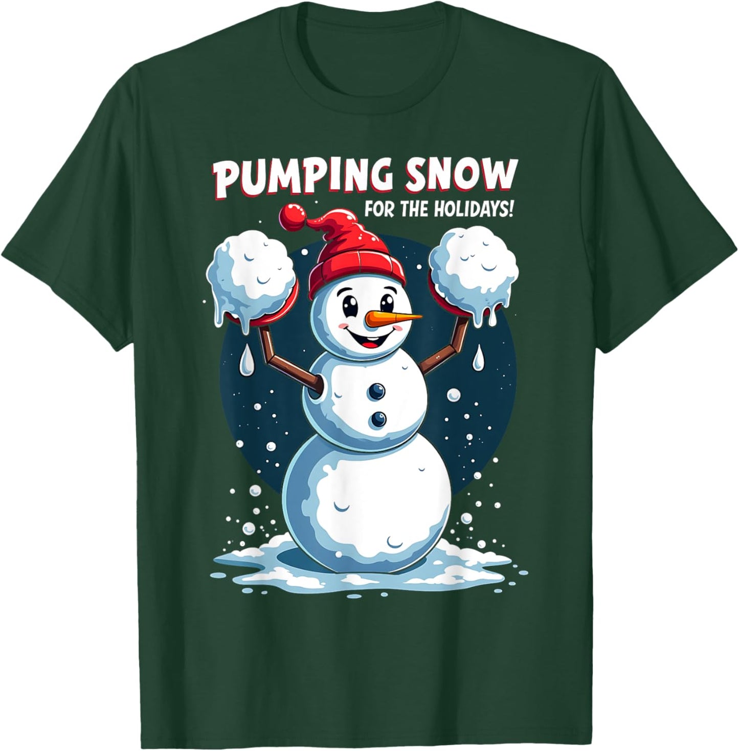 Funny Workout Snowman Christmas Holiday Gym Lifting Snow T-Shirt - T-Shirt | Forest