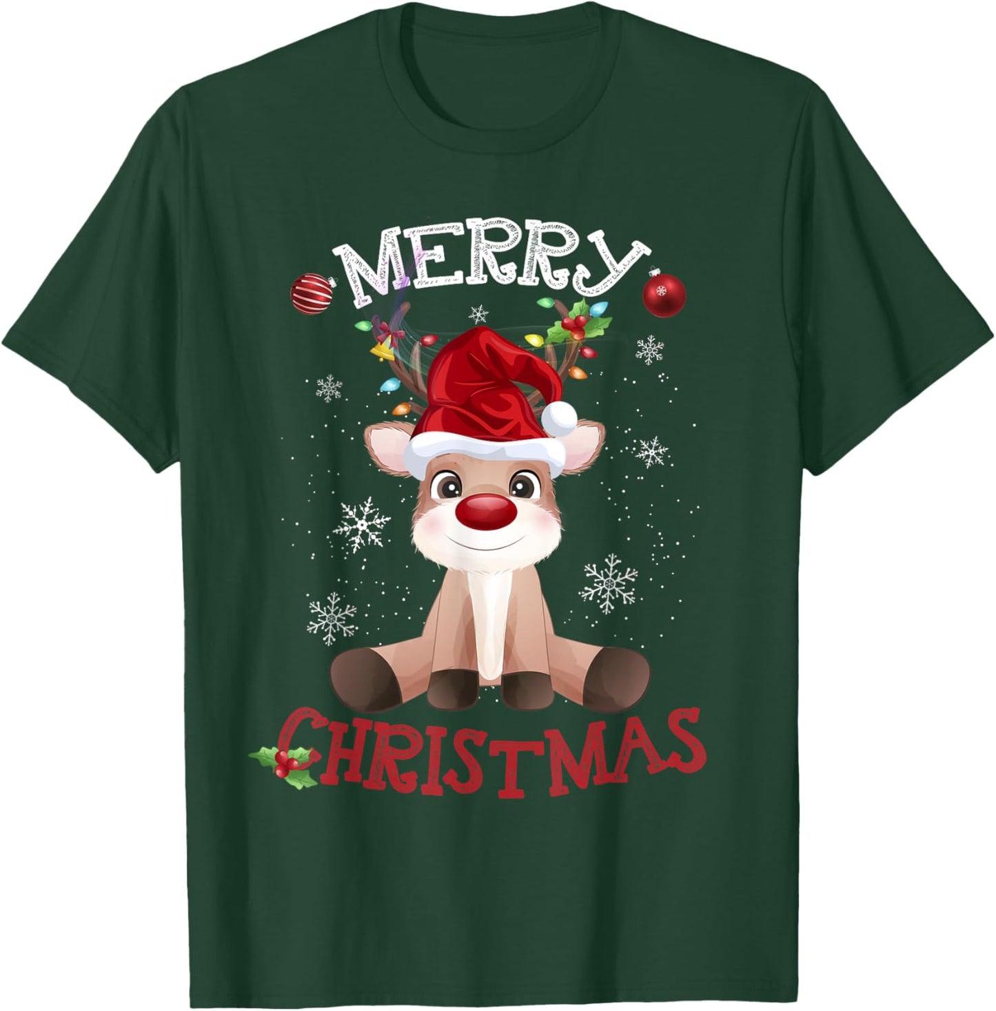 Merry Christmas Reindeer Xmas Family Men Women T-Shirt - T-Shirt | Forest