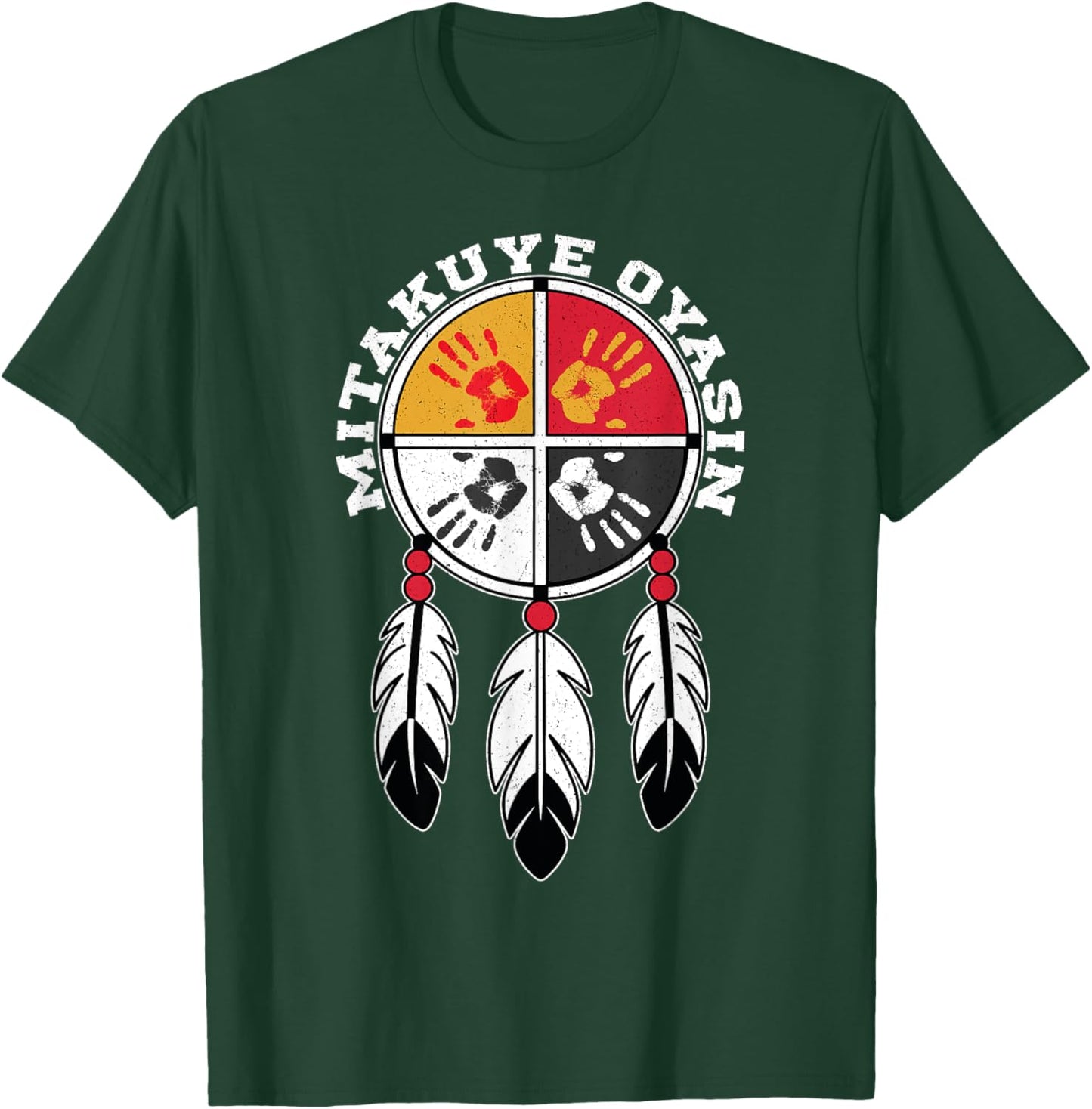 Mitakuye Oyasin Native American indigenous Medicine Wheel T-Shirt - T-Shirt | Forest