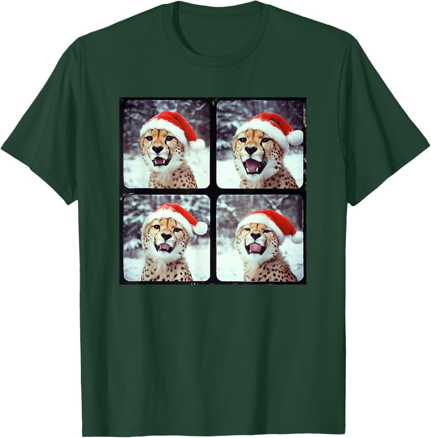 Cheetah With Santa Hat Zoo Animal Safari Cheetah Christmas T-Shirt - T-Shirt | Forest