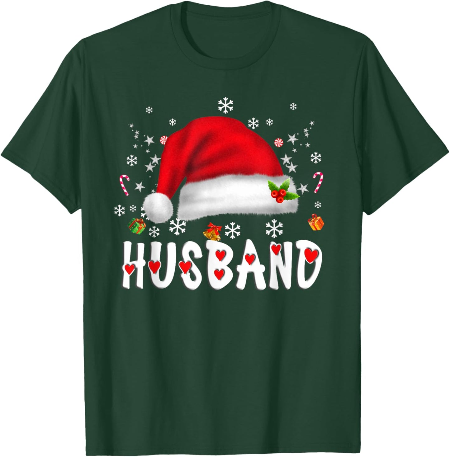 Husband Santa Christmas Family Matching Pajamas Xmas T-Shirt - T-Shirt | Forest